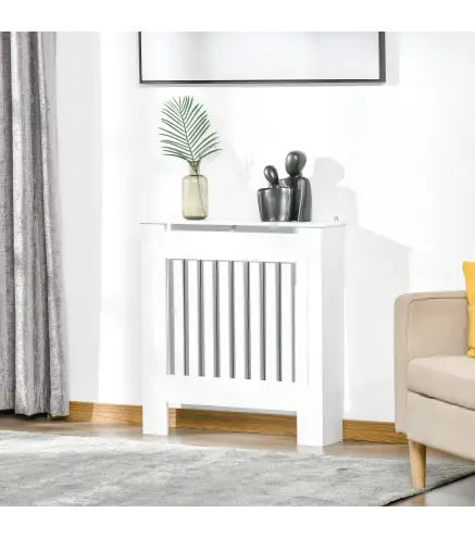 Cubre Radiador de MDF Diseño Moderno Estante para Radiador Vertical para Sala de Estar Dormitorio 78x19x81 cm Blanco