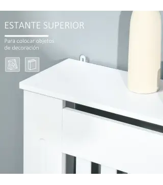 Cubre Radiador de MDF Diseño Moderno Estante para Radiador Vertical para Sala de Estar Dormitorio 78x19x81 cm Blanco