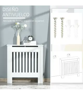 Cubre Radiador de MDF Diseño Moderno Estante para Radiador Vertical para Sala de Estar Dormitorio 78x19x81 cm Blanco