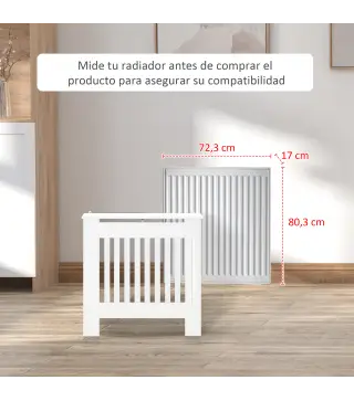 Cubre Radiador de MDF Diseño Moderno Estante para Radiador Vertical para Sala de Estar Dormitorio 78x19x81 cm Blanco