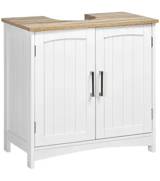 Mueble para Debajo del Lavabo Armario de Suelo para Baño de Madera Estilo Moderno 60x30x60 cm Blanco