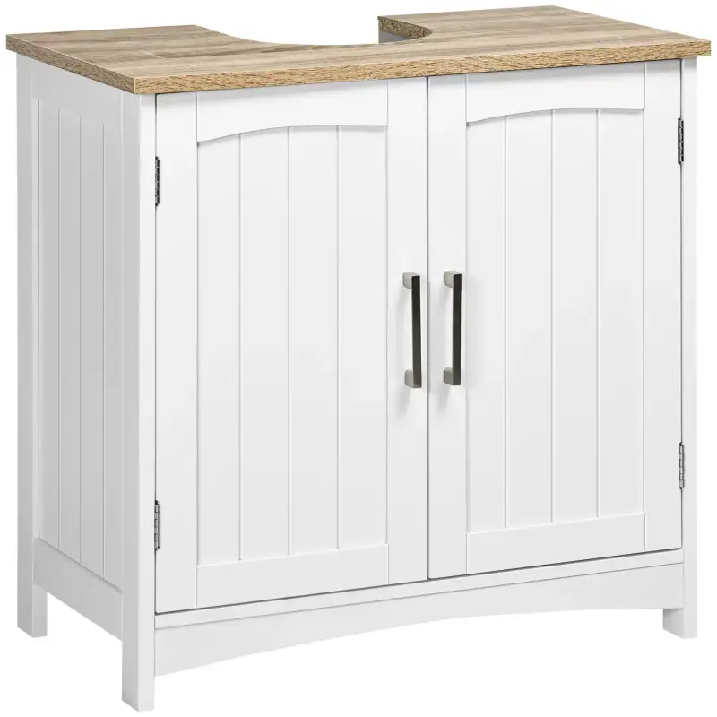 Mueble para Debajo del Lavabo Armario de Suelo para Baño de Madera Estilo Moderno 60x30x60 cm Blanco