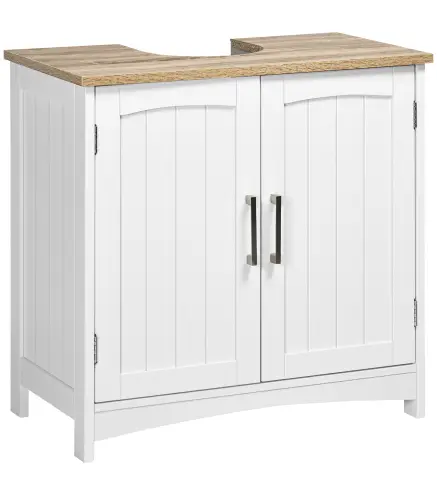 Mueble para Debajo del Lavabo Armario de Suelo para Baño de Madera Estilo Moderno 60x30x60 cm Blanco