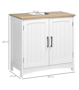 Mueble para Debajo del Lavabo Armario de Suelo para Baño de Madera Estilo Moderno 60x30x60 cm Blanco