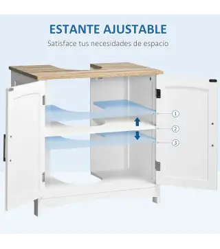 Mueble para Debajo del Lavabo Armario de Suelo para Baño de Madera Estilo Moderno 60x30x60 cm Blanco