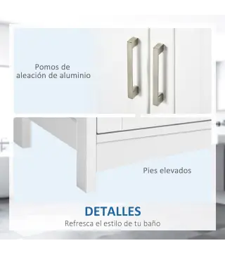 Mueble para Debajo del Lavabo Armario de Suelo para Baño de Madera Estilo Moderno 60x30x60 cm Blanco