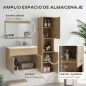 Conjunto de Muebles de Baño de Pared 3 Piezas Incluye Espejo Armario con Lavabo Cerámico y Columna de Baño Natural