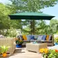 Sombrilla de Aluminio 195x295x253 cm Parasol Rectangular de Jardín Inclinable con Manivela y Poste Desmontable Verde
