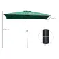 Sombrilla de Aluminio 195x295x253 cm Parasol Rectangular de Jardín Inclinable con Manivela y Poste Desmontable Verde