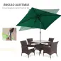 Sombrilla de Aluminio 195x295x253 cm Parasol Rectangular de Jardín Inclinable con Manivela y Poste Desmontable Verde