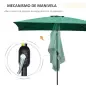 Sombrilla de Aluminio 195x295x253 cm Parasol Rectangular de Jardín Inclinable con Manivela y Poste Desmontable Verde