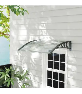 Marquesina Exterior para Puerta y Ventana 75x100 cm contra Sol y Lluvia con Soporte de Aleación de Aluminio Transparente
