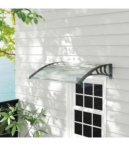 Marquesina Exterior para Puerta y Ventana 75x100 cm contra Sol y Lluvia con Soporte de Aleación de Aluminio Transparente