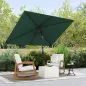 Sombrilla de Aluminio 195x295x253 cm Parasol Rectangular de Jardín Inclinable con Manivela y Poste Desmontable Verde
