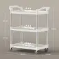 Carrito de Cocina de 3 Niveles Carrito de Almacenamiento de Aluminio Carga 105 kg para Comedor Sala 88x44x93 cm Blanco