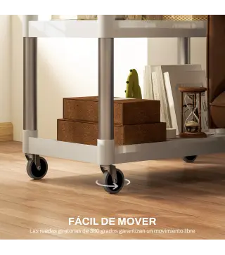 Carrito de Cocina de 3 Niveles Carrito de Almacenamiento de Aluminio Carga 105 kg para Comedor Sala 88x44x93 cm Blanco