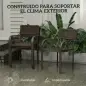 Juego de 4 Sillas de Jardín Exterior Apilables con Reposabrazos Respaldo y Marco de Acero 55x60x83 cm Marrón Oscuro