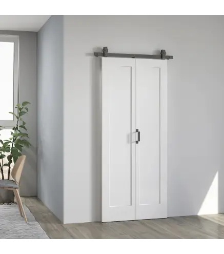 Puerta Plegable Corredera con Herrajes Acabado Personalizable Tirador Fácil Montaje 90x210 cm Blanco