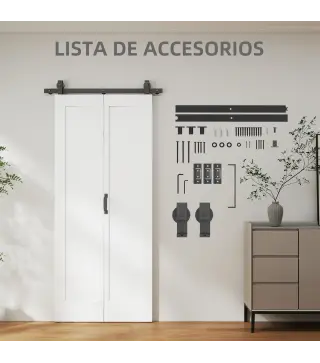 Puerta Plegable Corredera con Herrajes Acabado Personalizable Tirador Fácil Montaje 90x210 cm Blanco