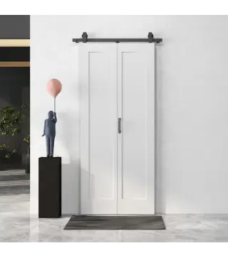 Puerta Plegable Corredera con Herrajes Acabado Personalizable Tirador Fácil Montaje 90x210 cm Blanco