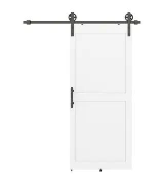 Puerta Corredera de Granero con Herrajes Manija Rodillo y Guía de Suelo Mejorados para Baño Salón 91,5x213,4 cm Blanco