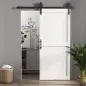Puerta Corredera de Granero con Herrajes Manija Rodillo y Guía de Suelo Mejorados para Baño Salón 91,5x213,4 cm Blanco Puerta Corredera de Granero con Herrajes Manija Rodillo y Guía de Suelo Mejorados para Baño Salón 91,5x213,4 cm Blanco