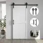 Puerta Corredera de Granero con Herrajes Manija Rodillo y Guía de Suelo Mejorados para Baño Salón 91,5x213,4 cm Blanco