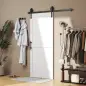 Puerta Corredera de Granero con Herrajes Manija Rodillo y Guía de Suelo Mejorados para Baño Salón 91,5x213,4 cm Blanco