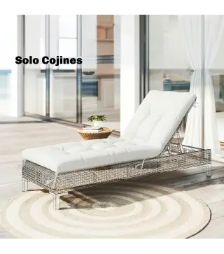 Cojín para Banco Exterior con Correas de Sujeción Protección UV50+ Rebote Lento Interior Exterior 198x65x13 cm Crema