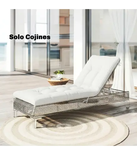 Cojín para Banco Exterior con Correas de Sujeción Protección UV50+ Rebote Lento Interior Exterior 198x65x13 cm Crema