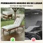 Cojín para Banco Exterior con Correas de Sujeción Protección UV50+ Rebote Lento Interior Exterior 198x65x13 cm Crema