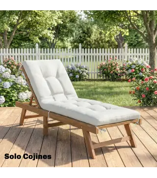 Cojín para Banco Exterior con Correas de Sujeción Protección UV50+ Rebote Lento Interior Exterior 198x65x13 cm Crema