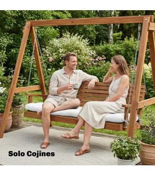 Cojín para Banco Exterior con Correas de Sujeción Protección UV50+ Rebote Lento Interior Exterior 198x65x13 cm Crema