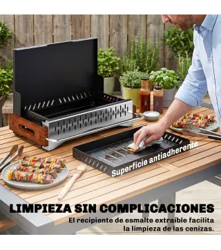 Barbacoa de Carbón Plegable Barbacoa Portátil 50,5x34x33 cm con Bandeja de Carbón Extraíble para Camping Picnic Negro