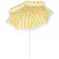 Sombrilla de Playa con Flecos Ø180 cm Sombrilla de Terraza Exterior Altura Ajustable Inclinación 30° Amarillo y Blanco