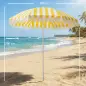 Sombrilla de Playa con Flecos Ø180 cm Sombrilla de Terraza Exterior Altura Ajustable Inclinación 30° Amarillo y Blanco