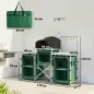 Mueble de Cocina para Camping Plegable con 3 Mesas 4 Ganchos Poste de Luz y Bolsa de Transporte 172x48x130 cm Verde