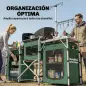 Mueble de Cocina para Camping Plegable con 3 Mesas 4 Ganchos Poste de Luz y Bolsa de Transporte 172x48x130 cm Verde