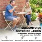 Conjunto de Jardín Plegable con 2 Sillas Plegables Mesa Redonda Estructura Metálica Electrofórica para Balcón Crema