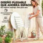 Conjunto de Jardín Plegable con 2 Sillas Plegables Mesa Redonda Estructura Metálica Electrofórica para Balcón Crema