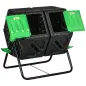 Compostador Giratorio 130L Contenedor Compostaje Doble Cámara Aberturas de Ventilación Patas de Acero 67x60x77 cm Negro Compostador Giratorio 130L Contenedor Compostaje Doble Cámara Aberturas de Ventilación Patas de Acero 67x60x77 cm Negro
