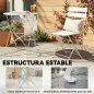 Conjunto de Jardín Plegable con 2 Sillas Plegables Mesa Redonda Estructura Metálica Electrofórica para Balcón Crema
