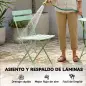 Conjunto de Jardín Plegable con 2 Sillas Plegables Mesa Redonda Estructura Metálica Electrofórica para Balcón Verde
