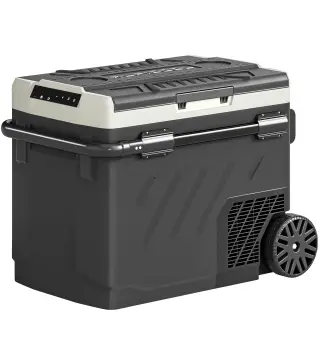 Nevera Portátil Eléctrica 49L con Compresor Doble Zona Control por App Ruedas Asa Telescópica -20℃ a 20℃ y Puerto USB