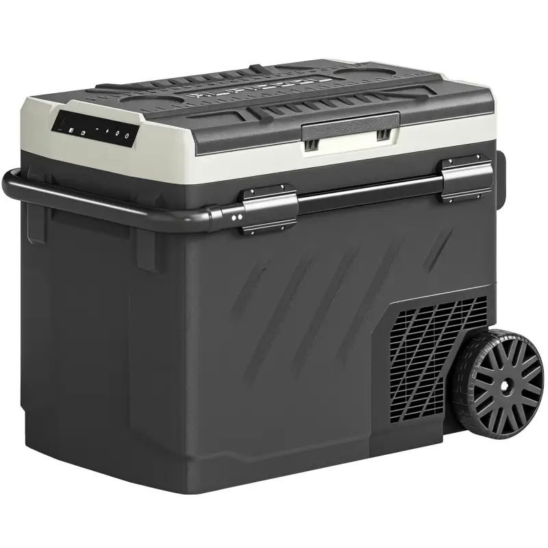 Nevera Portátil Eléctrica 49L con Compresor Doble Zona Control por App Ruedas Asa Telescópica -20℃ a 20℃ y Puerto USB