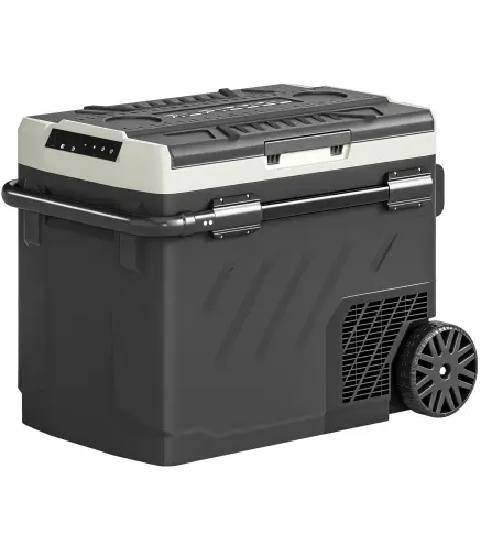 Nevera Portátil Eléctrica 49L con Compresor Doble Zona Control por App Ruedas Asa Telescópica -20℃ a 20℃ y Puerto USB