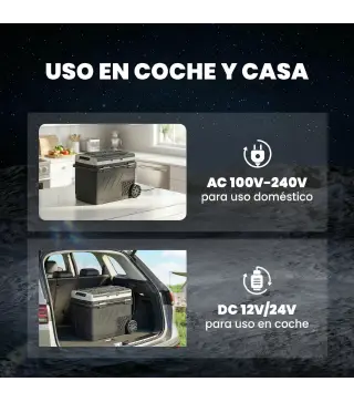 Nevera Portátil Eléctrica 49L con Compresor Doble Zona Control por App Ruedas Asa Telescópica -20℃ a 20℃ y Puerto USB