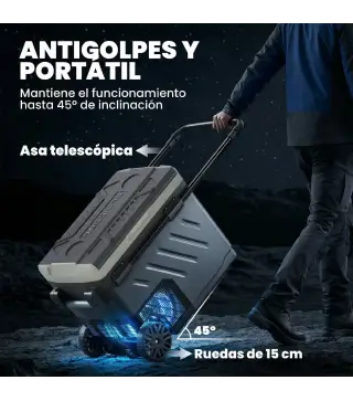 Nevera Portátil Eléctrica 49L con Compresor Doble Zona Control por App Ruedas Asa Telescópica -20℃ a 20℃ y Puerto USB