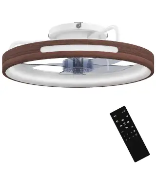 Ventilador de Techo con Luz LED 40 W Motor DC Reversible Mando a Distancia 6 Velocidades 3 Colores Temporizador Teca