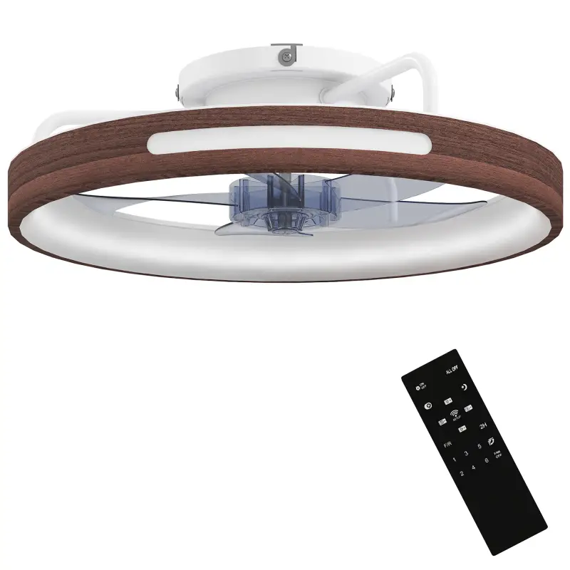 Ventilador de Techo con Luz LED 40 W Motor DC Reversible Mando a Distancia 6 Velocidades 3 Colores Temporizador Teca Ventilador de Techo con Luz LED 40 W Motor DC Reversible Mando a Distancia 6 Velocidades 3 Colores Temporizador Teca